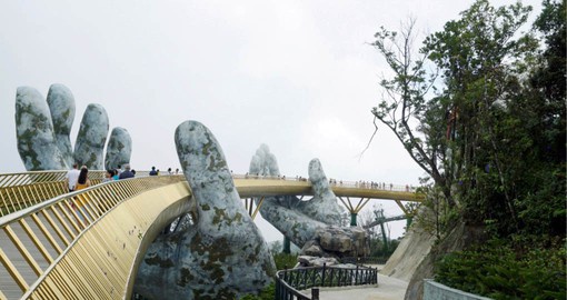 Soaring 3,280 ft. above sea level in the Ba Na Hills, The Golden Bridge is likened it to the “giant hands of Gods”