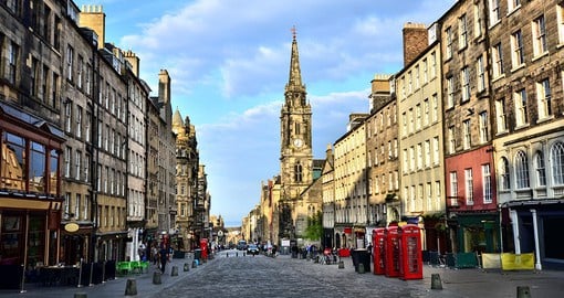 Walk the Royal Mile to explore shops, restaurants, and the city life of Edinburgh