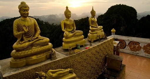 Three Buddha statue at Wat Tum Sur