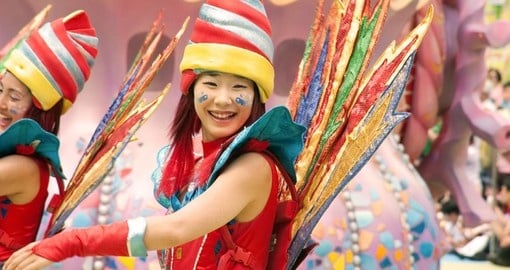 Dancers in colorful costumes - great photo opportunities while on Korea tours