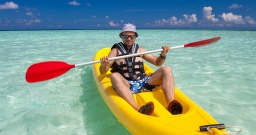 Kayaking in sea at Maldives