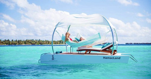 Experience maximum tranquility as you bask on the HamacLand Floating Hammock in the gorgeous Male weather
