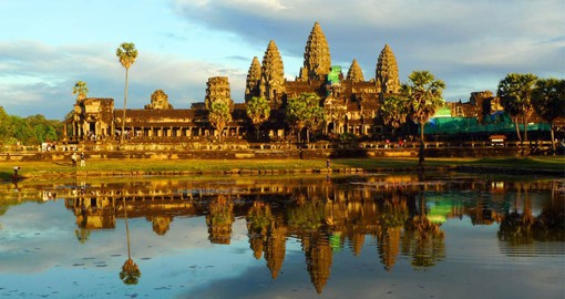 One of hundreds of surviving temples and structures, the massive Angkor Wat is the most famed in all of Cambodia