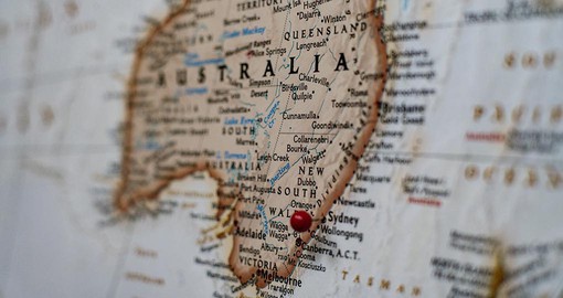 Map of Australia featuring Sydney