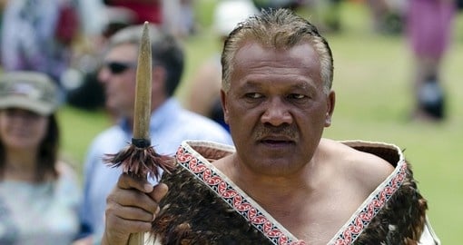 Maori Chief perform Haka dance