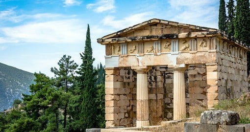 A relatively small building, the Athenian Treasury at Delphi is part of the Sanctuary of Apollo