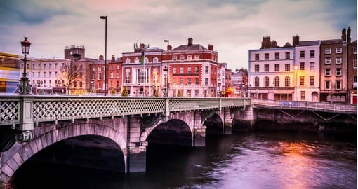 Dublin's Temple Bar is a busy riverside neighbourhood and home to the city's lively bar scene