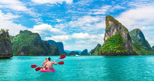 Famous for its limestone cliffs Phang Nga Bay starred in the James Bond film series