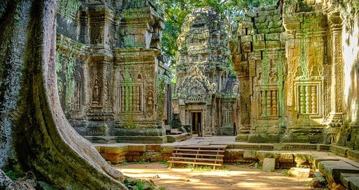Step through halls of history when visiting the Ta Prohm temple in Angkor Wat