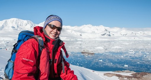 Young women exploring Antarctica