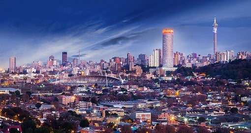 The skyline of Johannesburg is always a great photo opportunity on all South african tours.