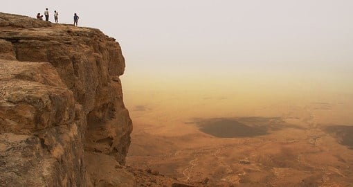 Live on the edge while overlooking the Ramon Crater in the Negev Desert