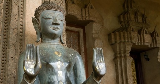 Jade Buddha statue gardian of haw pha kaew temple