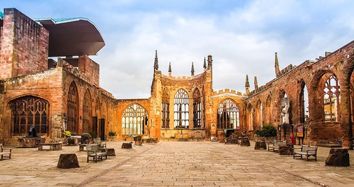 Explore the history of the Coventry Cathedral, damaged by bombing in World War II