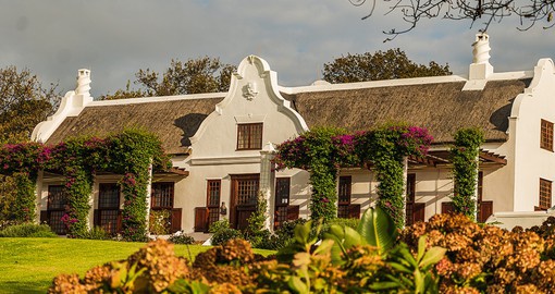 A traditional Afrikaner architectural style Cape Dutch buildings are found throughout the Winelands