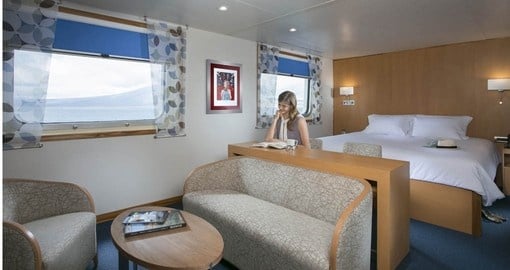 Enjoy he comfort of a Darwin Suite on your Galapagos Cruise