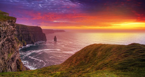 Experience Cliffs of Moher at sunset on your next trip to Ireland.