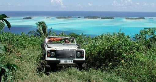 Take a sunset trip around Bora Bora in a 4x4 vehicle during your next Trips to Bora Bora.
