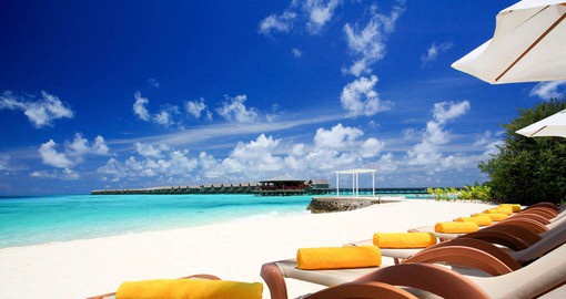 Enjoy the pure white sand and sparkling waters of the lagoon