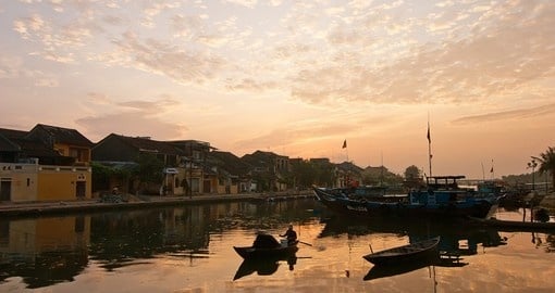 Landscape with boats in Hoi An