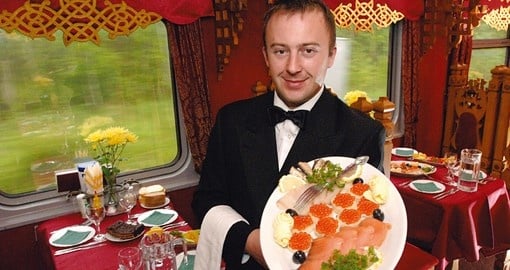 Caviar served onboard