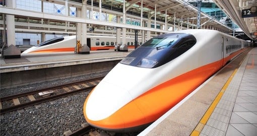 Travel across Taiwan on the high speed bullet train during your Trips to Taiwan.
