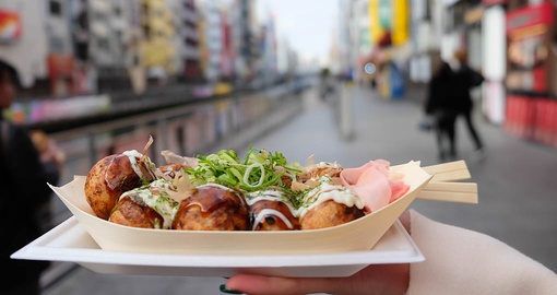Takoyaki is a most famous snack food in Japan