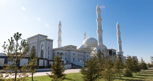 Venture a visit to the Hazrat Sultan Mosque, the largest mosque in Central Asia