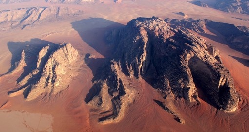 Landscape of Wadi Rum from above