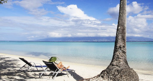 Relaxing on the beach in Moorea