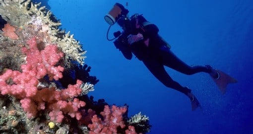 Woman scuba diver off Beqa Lagoon