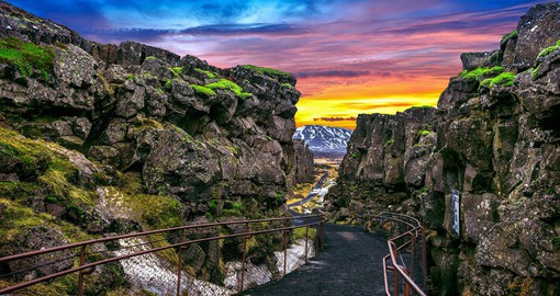 The dramatic rift between tectonic plates in Thingvellir National Park