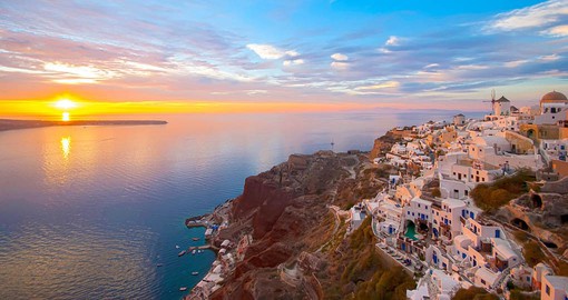 The town of Oia is perched on the rim of Santorini's ancient volcano