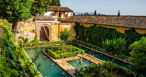 The most beautiful and striking features in the Generalife gardens are the plants and water with its continuous interplay with light