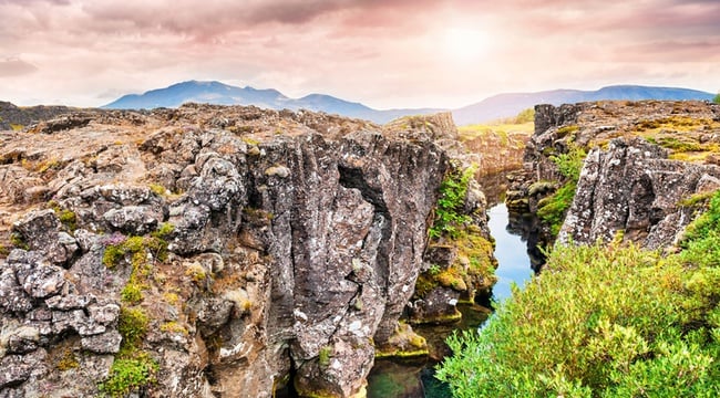 Tectonic plates of Thingvellir, Iceland.