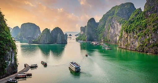 Featuring 1,600 islands and inlets, Halong Bay is part of the Gulf of Tonkin