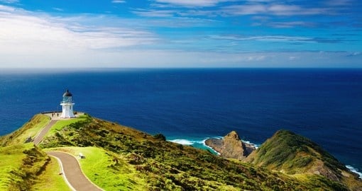 Enjoy the view from lighthouse on Cape Reinga during your next trip to New Zealand.