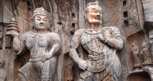 Buddhist warriors in a grotto