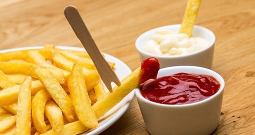 French fries with ketchup and mayo