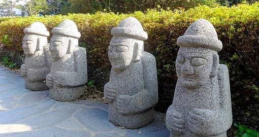Dolharubang also know as the stone grandpa are found on Jeju Island and are considered to be gods