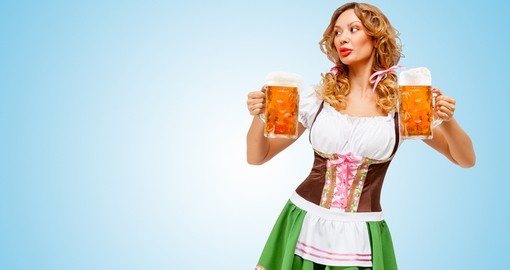 Oktoberfest woman wearing a traditional Bavarian dress