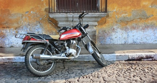 Motorcycle in colonial Antigua
