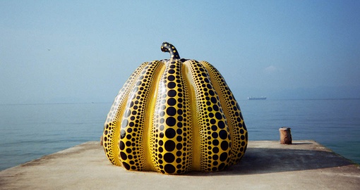 Yayoi Kusama's famous pumpkin on Naoshima Island
