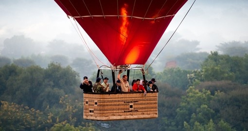A ride in a hot air balloon is a great way view the plains of Bagan