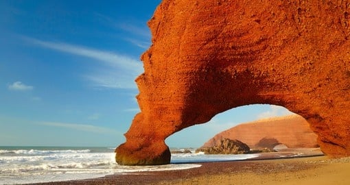 Red archs on atlantic ocean coast