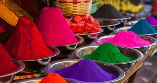 Venture through the vibrant colours of the Indian market