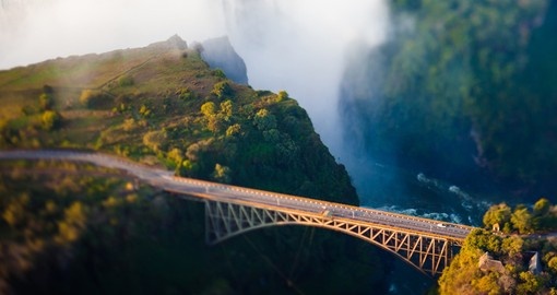 The bridge at Victoria Falls is always a popular photo spot while on your Zambia safari.