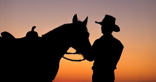 A stockman and his horse on an Aussie station (farm)