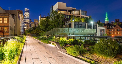 Take a stroll along the High Line Promenade in New York's Chelsea neighborhood