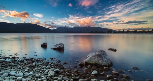 Breathtaking Lake Te Anau in New Zealand.